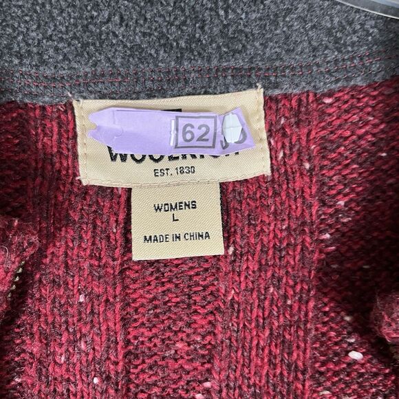 Vintage Woolrich Womens Sz Large Knit Sweater Vest Ruby Heather Zip GrannyCore - Picture 8 of 10